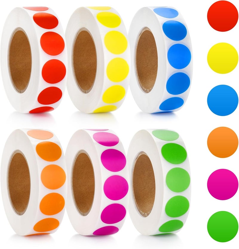 WUINOID 6000 Pcs Colored Dot Stickers, Circle Color Coding Labels, Garage Yard Sale Price Stickers, Office Classroom Decor Must Haves Supplies, Pricing Tag Labels - Image 1